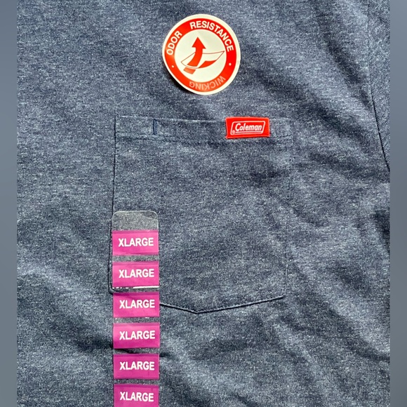 Coleman Pocket Tee T Shirt Mens XL Heather Blue Short Sleeve Branded pocket tee - Picture 2 of 6